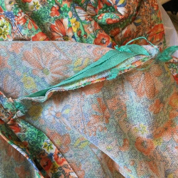 Vintage Kay Windsor women’s midi dress semi sheer floral print short sleeve cott - Picture 8 of 12